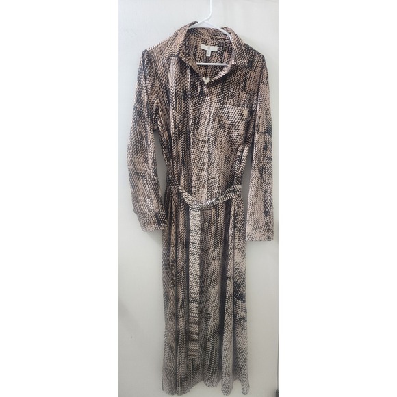 Banana Republic Dresses & Skirts - Banana Republic Snakeskin Maxi Shirt Dress Neutral Animal Print Belted M/L NEW